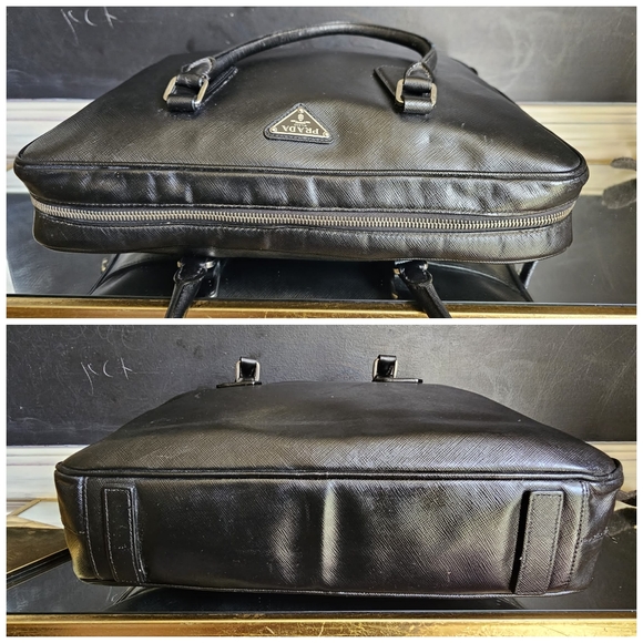 Prada Saffiano Leather Briefcase Black Bag - Picture 6 of 11